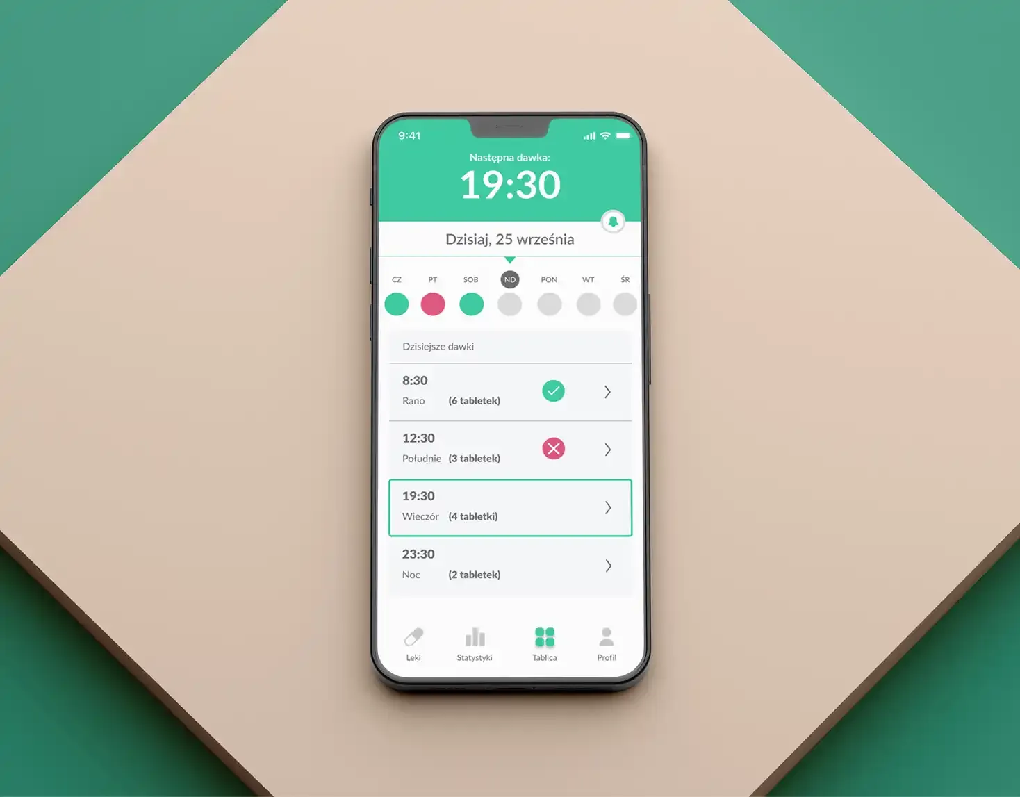 TabBox App — główny ekran dashboardu opiekuna