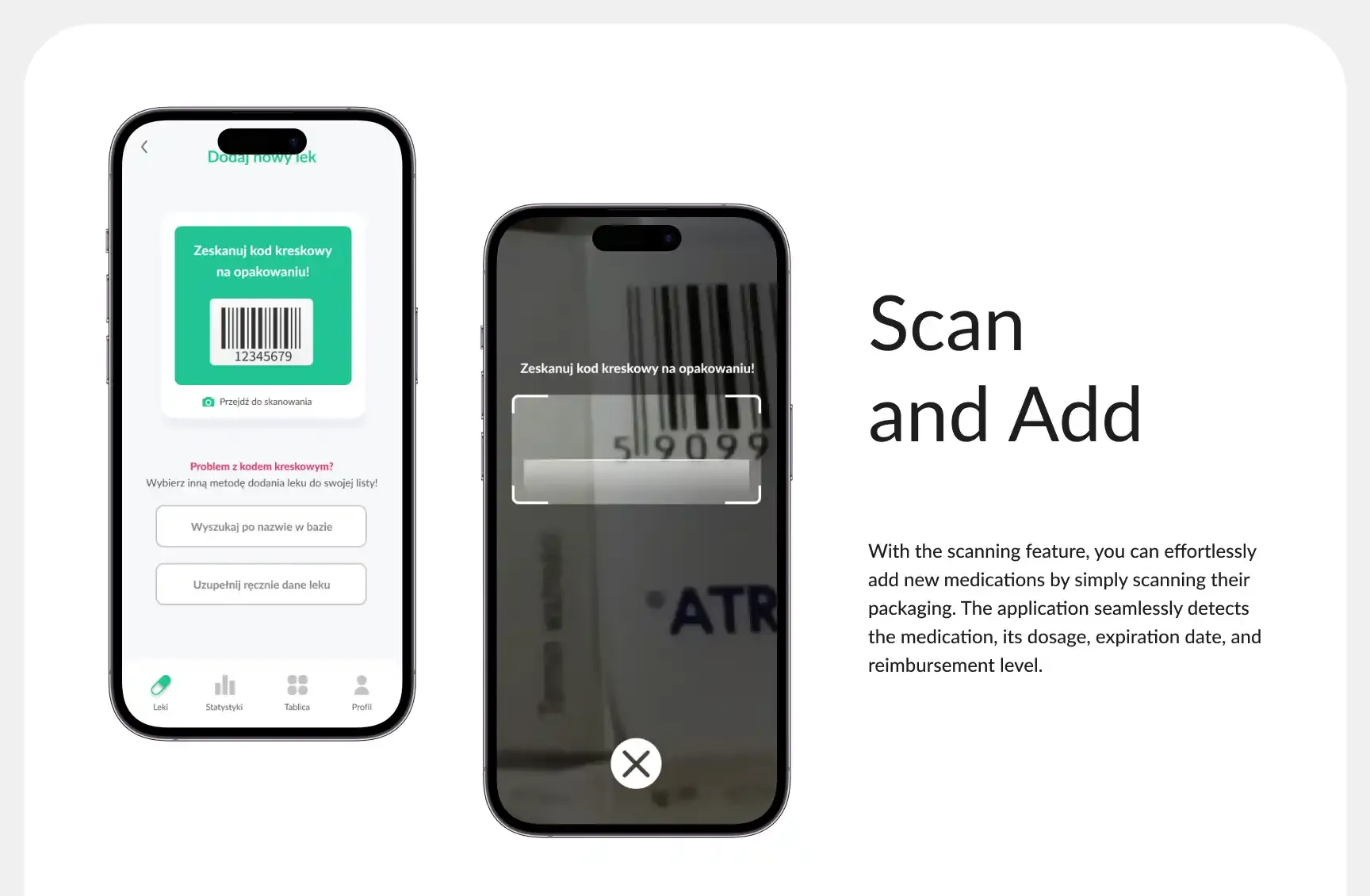 Scan & Add — flow skanowania opakowania i automatycznego onboardingu leku