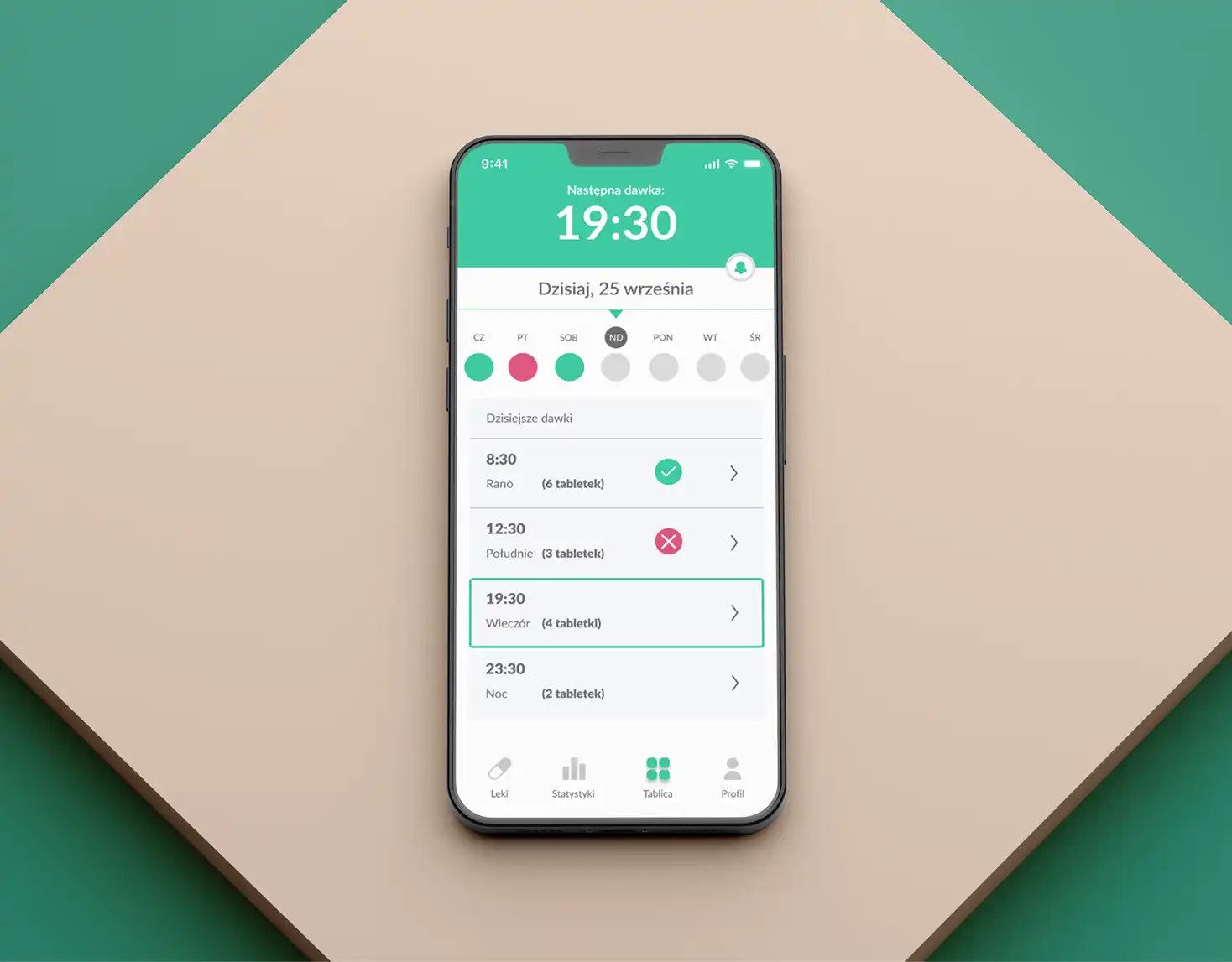TabBox App — główny ekran dashboardu opiekuna