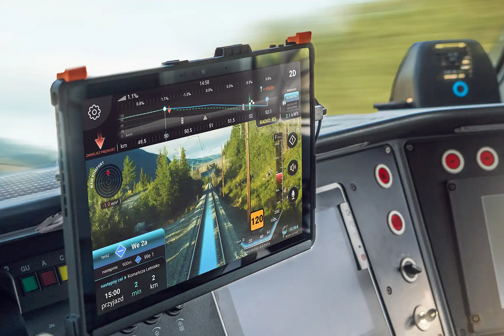 VTDA — wirtualny asystent maszynisty, mockup tabletu w kabinie lokomotywy